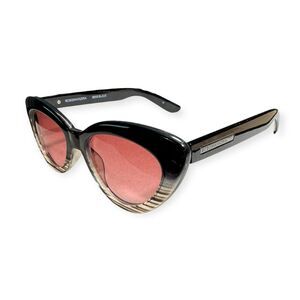 BCBG MAXAZRIA Cateye Black/Pink Sunglasses B935 Model Pink Tint Lenses Y2K Retro